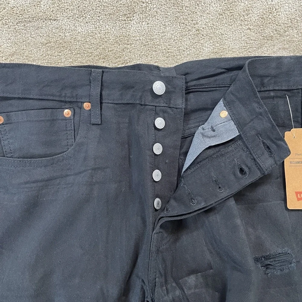 levis 501 premium mens jeans 31x32 True Fit‎ 32x32 Distressed Black 100% Cotton